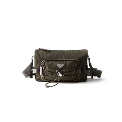 PRADA SPEEDROCK RE-NYLON AND LEATHER SHOULDER BAG 2VH192 (28*17.5*10cm) 